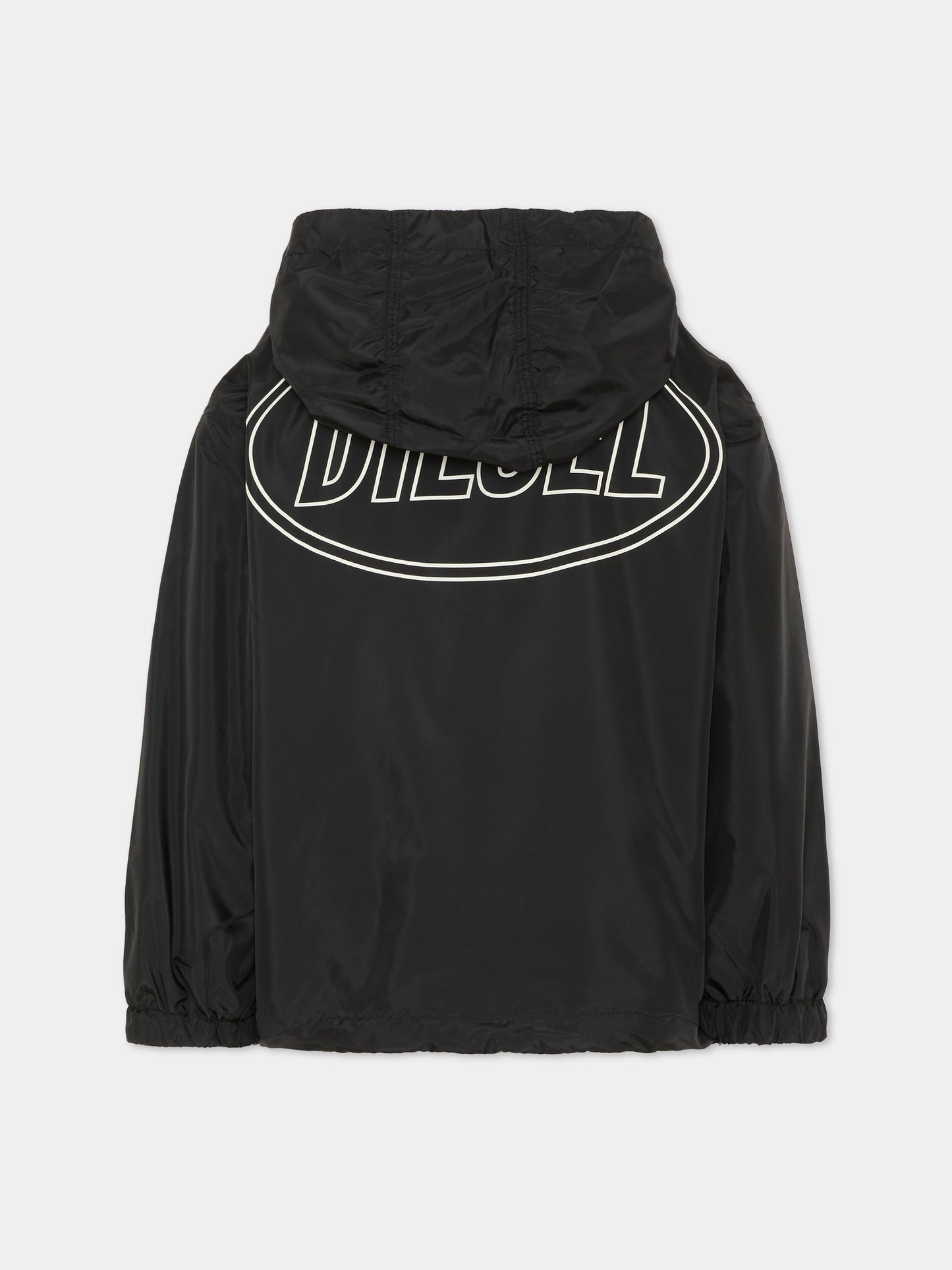 Giacca a vento nera per bambini con logo,Diesel,J02645 KXBSF K900