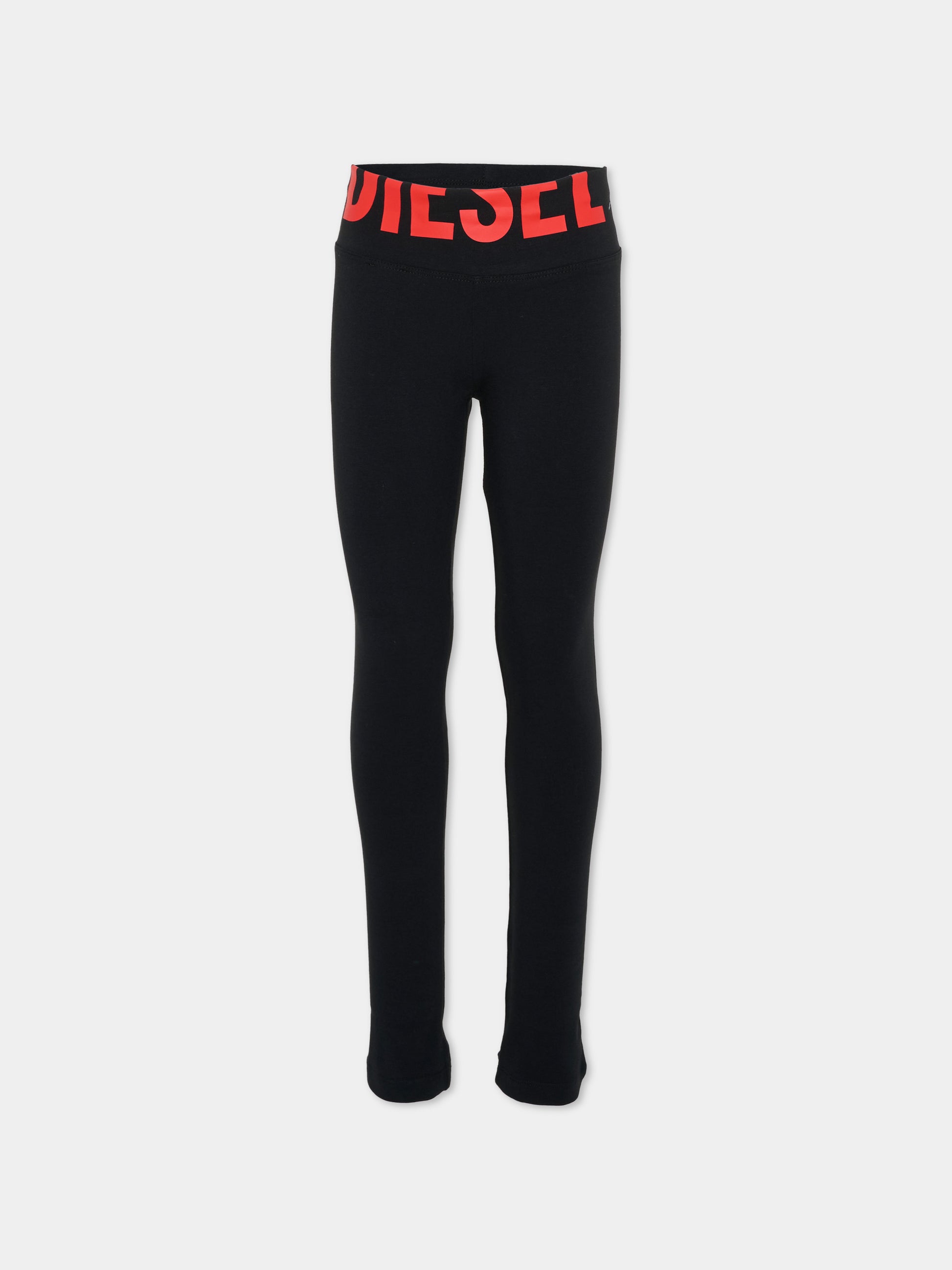 Leggings neri per bambina con logo,Diesel,J02660 KYA0L K900