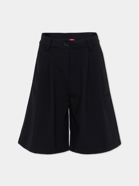 Shorts neri per bambina con logo,Diesel,J02674 KYATE K900