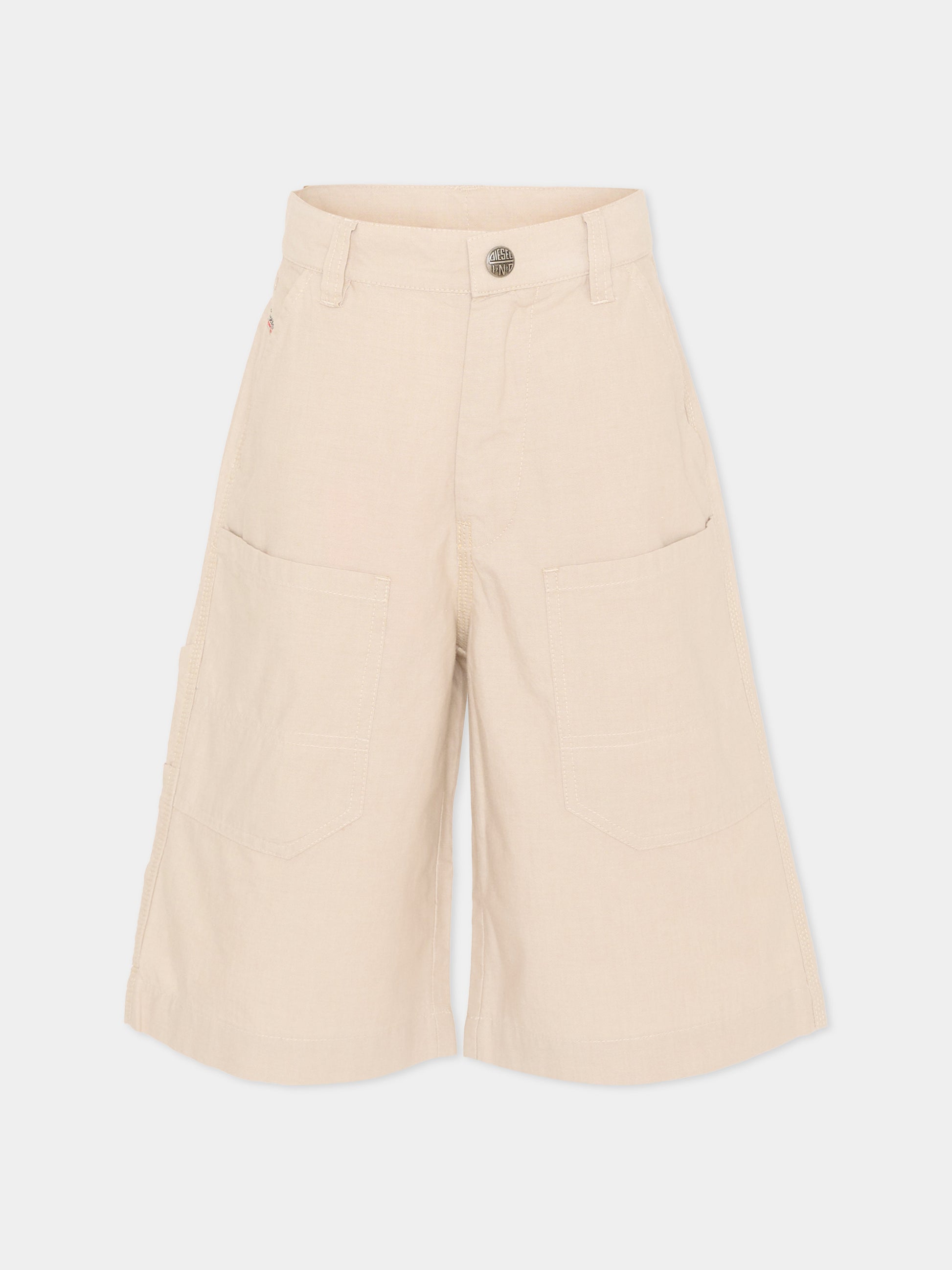 Shorts beige per bambino con tasche cargo,Diesel,J02678 KXBSN K141