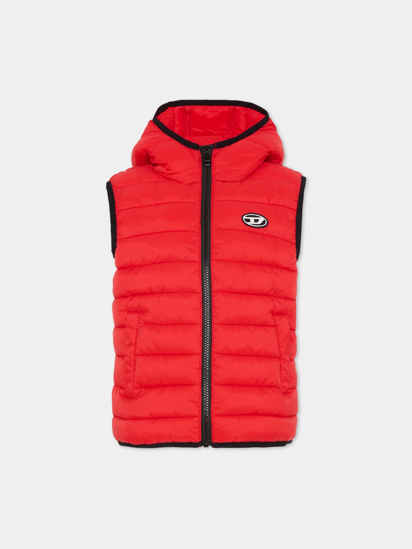 Gilet rosso per bambini con logo,Diesel,J02696 KXBT0 K405