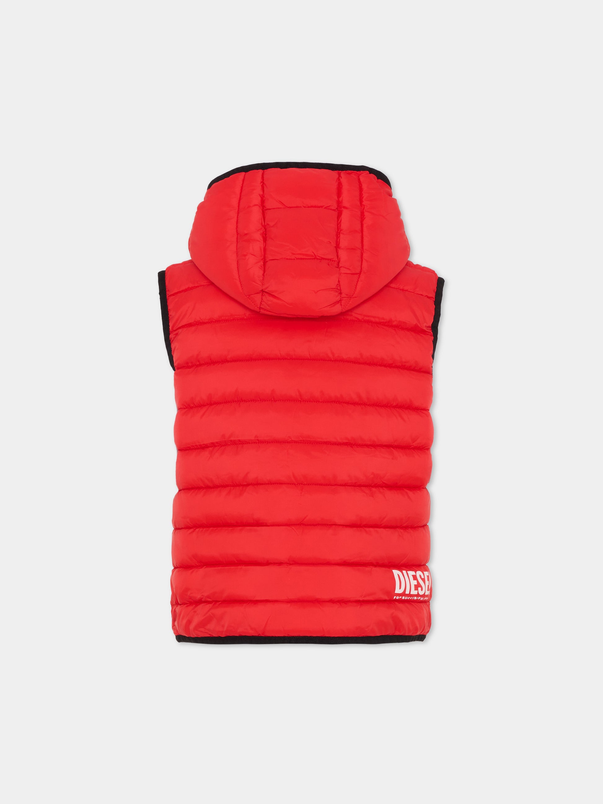 Gilet rosso per bambini con logo,Diesel,J02696 KXBT0 K405