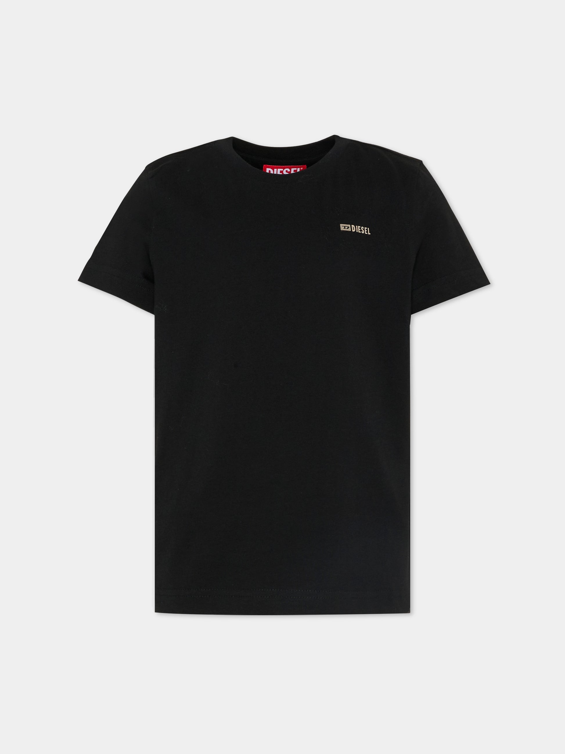 T-shirt nera per bambini con logo,Diesel,J02771 0CATM K900