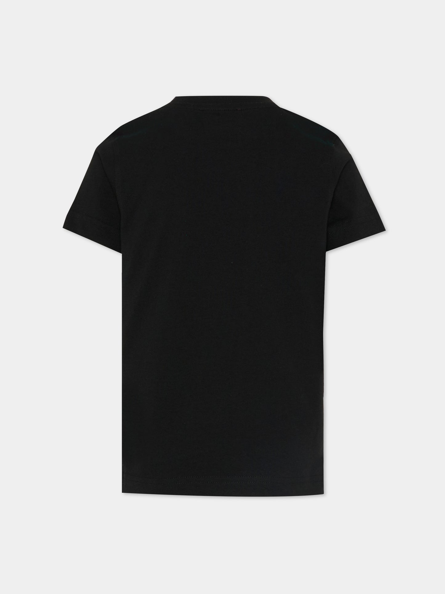 T-shirt nera per bambini con logo,Diesel,J02771 0CATM K900