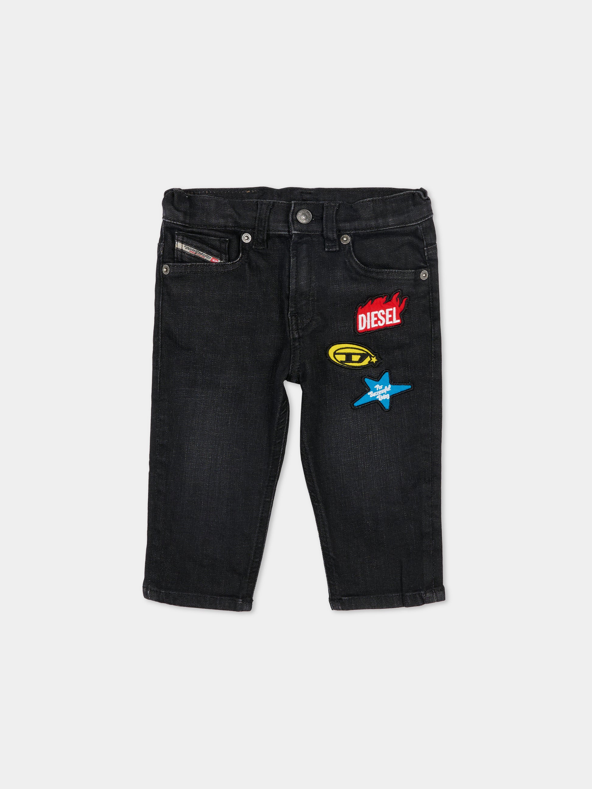 Jeans neri per neonato con patch,Diesel,K00237 KXBSK K02