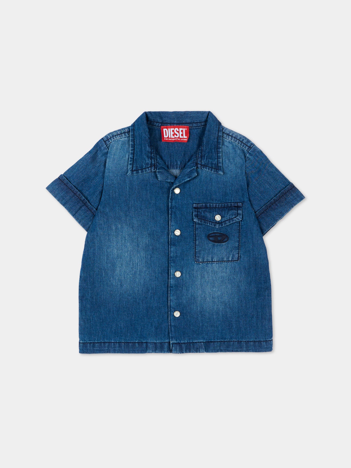 Camicia denim per neonato con logo,Diesel,K00724 KXBRW K01