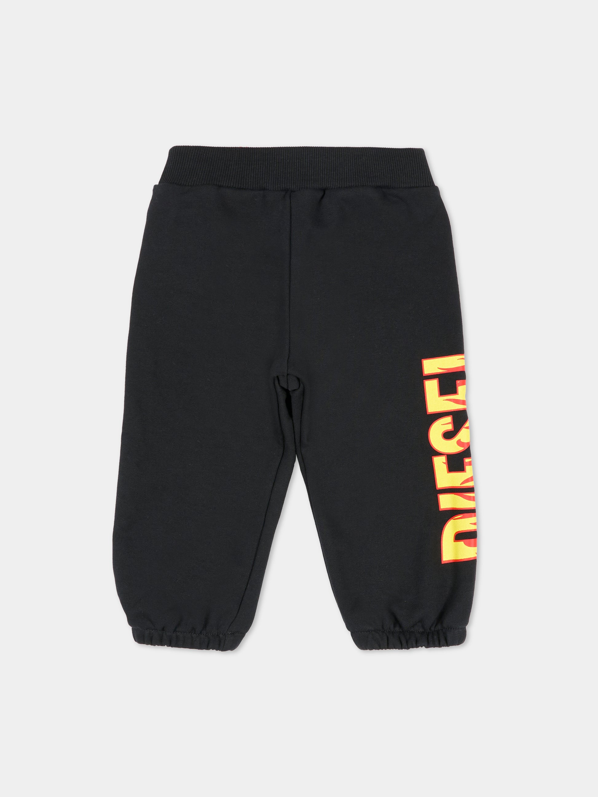Pantaloni neri per neonato con logo,Diesel,K00732 KYAVF K900