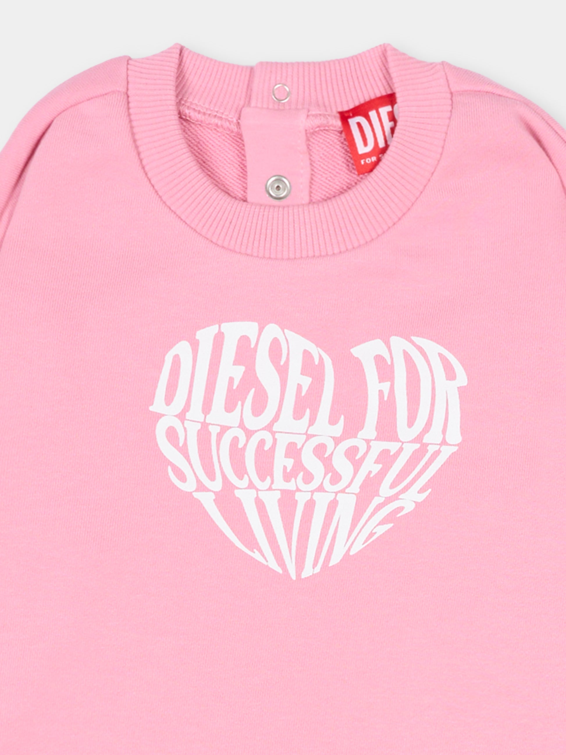 Completo rosa per neonata con logo,Diesel,K00806 KYAVF K309