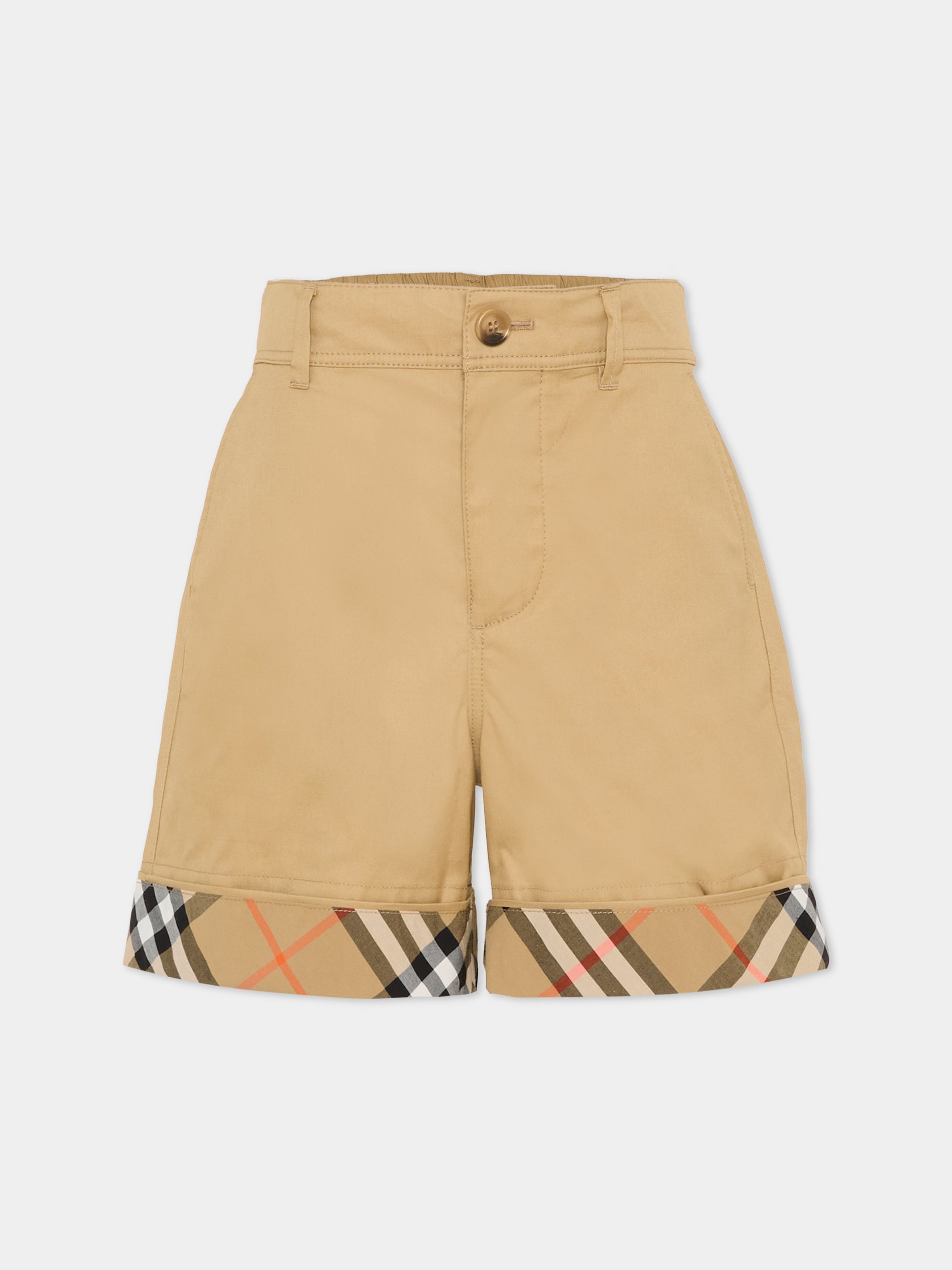 Shorts beige per bambini con check vintage,Burberry Kids,8117173 B9719