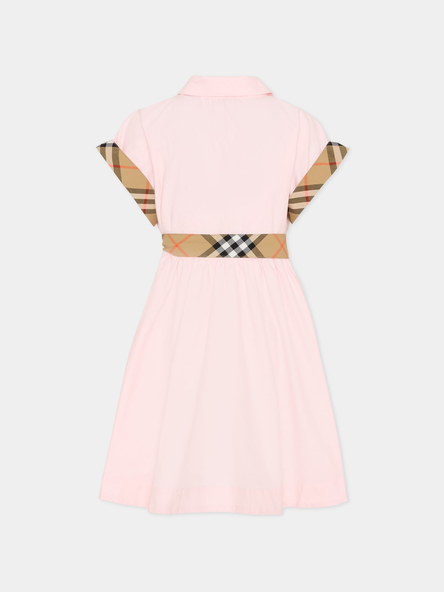 Vestito rosa per bambina con check vintage,Burberry Kids,8117379 A1439