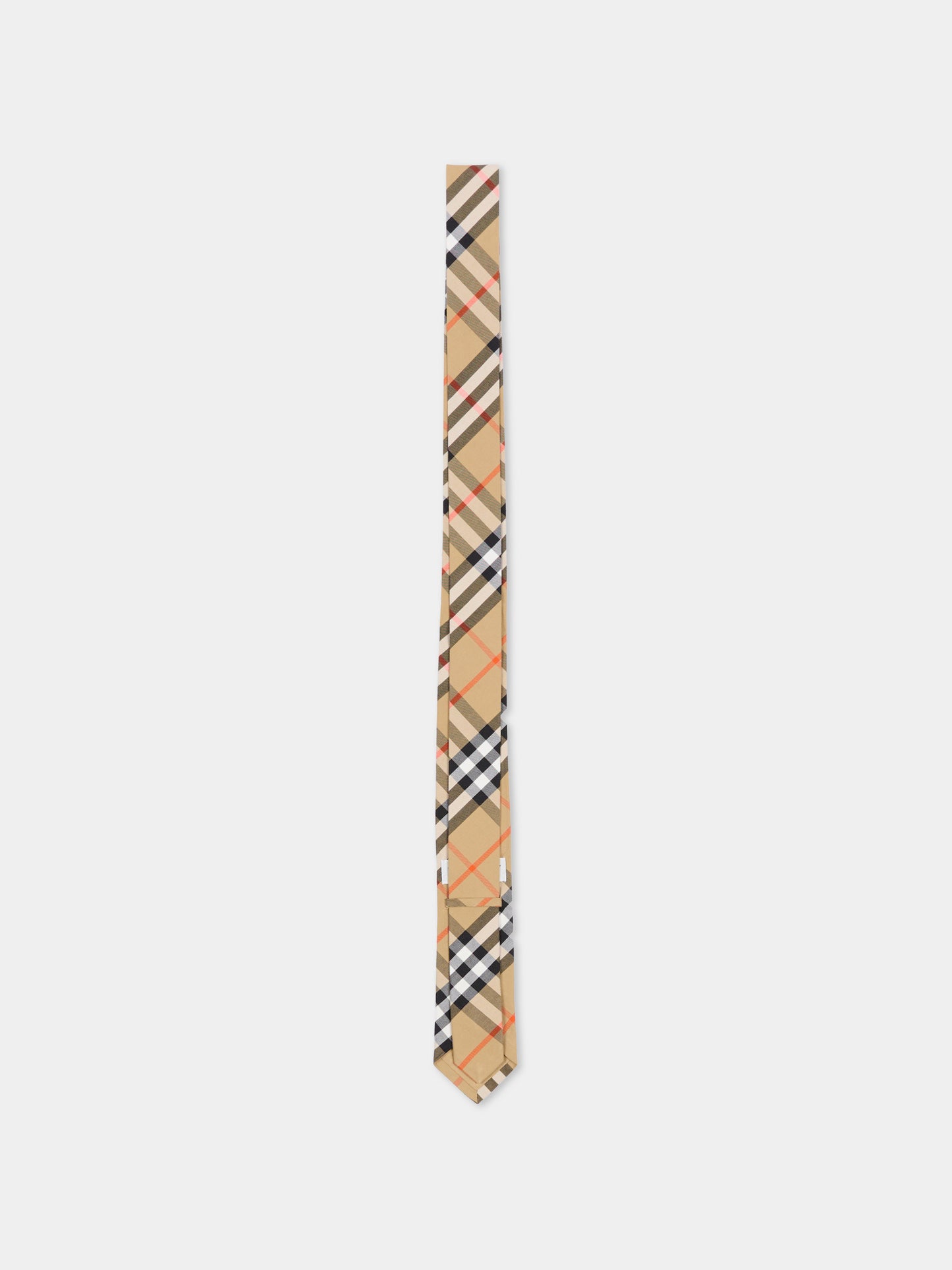 Cravatta beige per bambino con check vintage,Burberry Kids,8117408 B9368