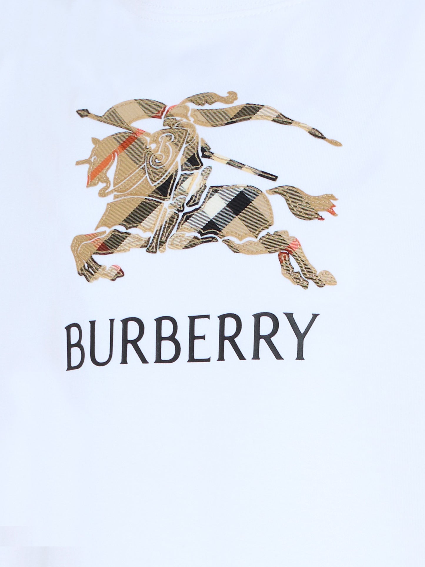 T-shirt bianca per bambini con cavaliere equestre,Burberry Kids,8120352 A1464