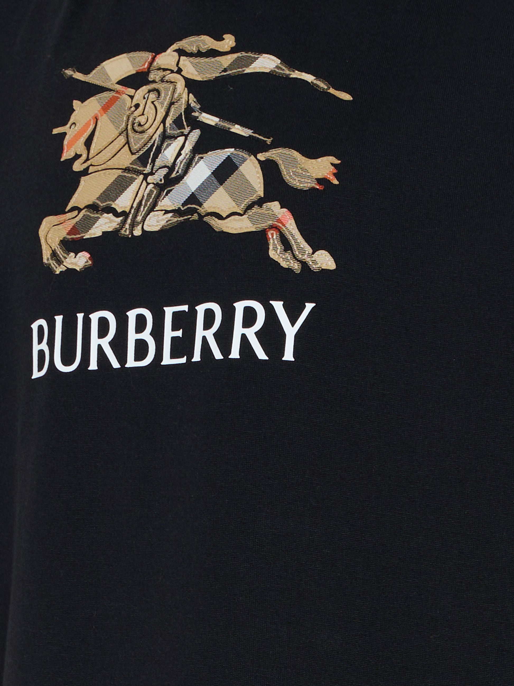 T-shirt nera per bambini con cavaliere equestre,Burberry Kids,8117292 A1189