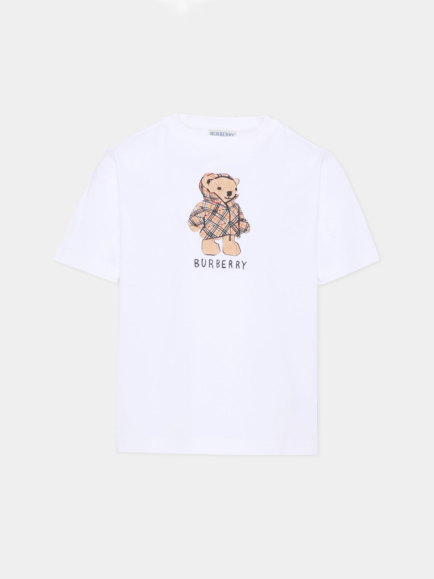 T-shirt bianca per bambini con orsetto Thomas,Burberry Kids,8117538 A1464