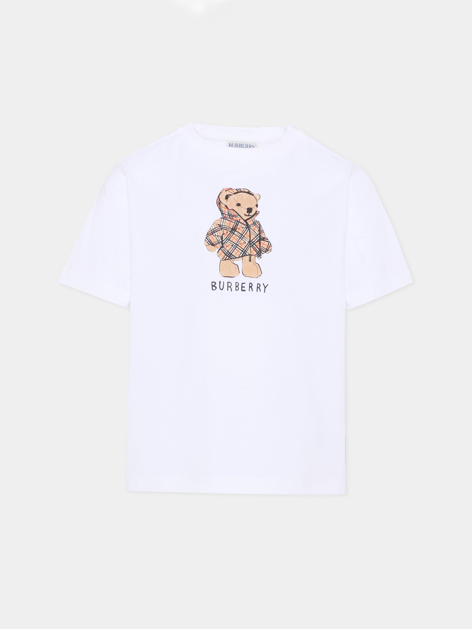 T-shirt bianca per bambini con orsetto Thomas,Burberry Kids,8117538 A1464