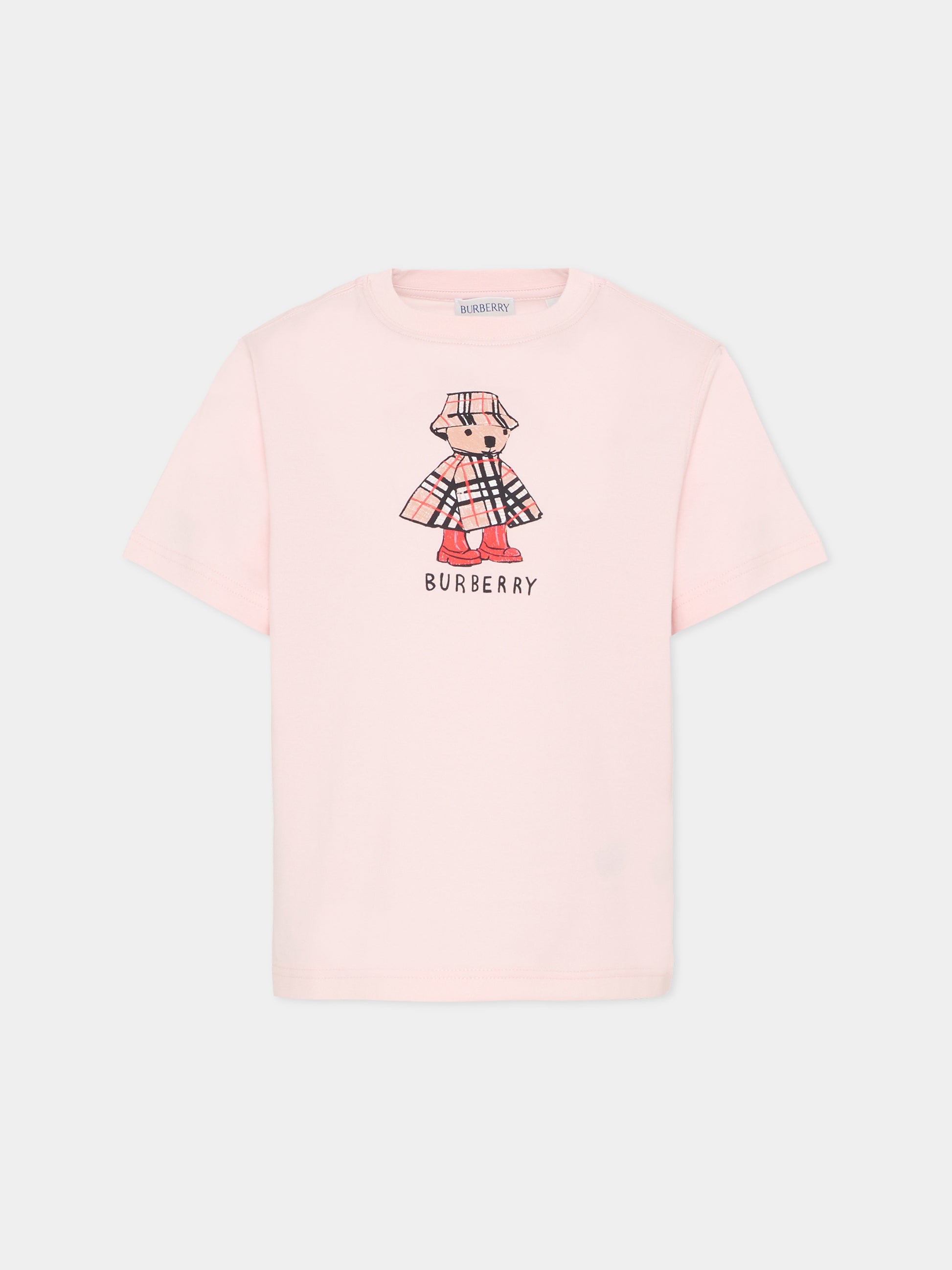 T-shirt rosa per bambina con orsetto Thomas,Burberry Kids,8117421 A1439