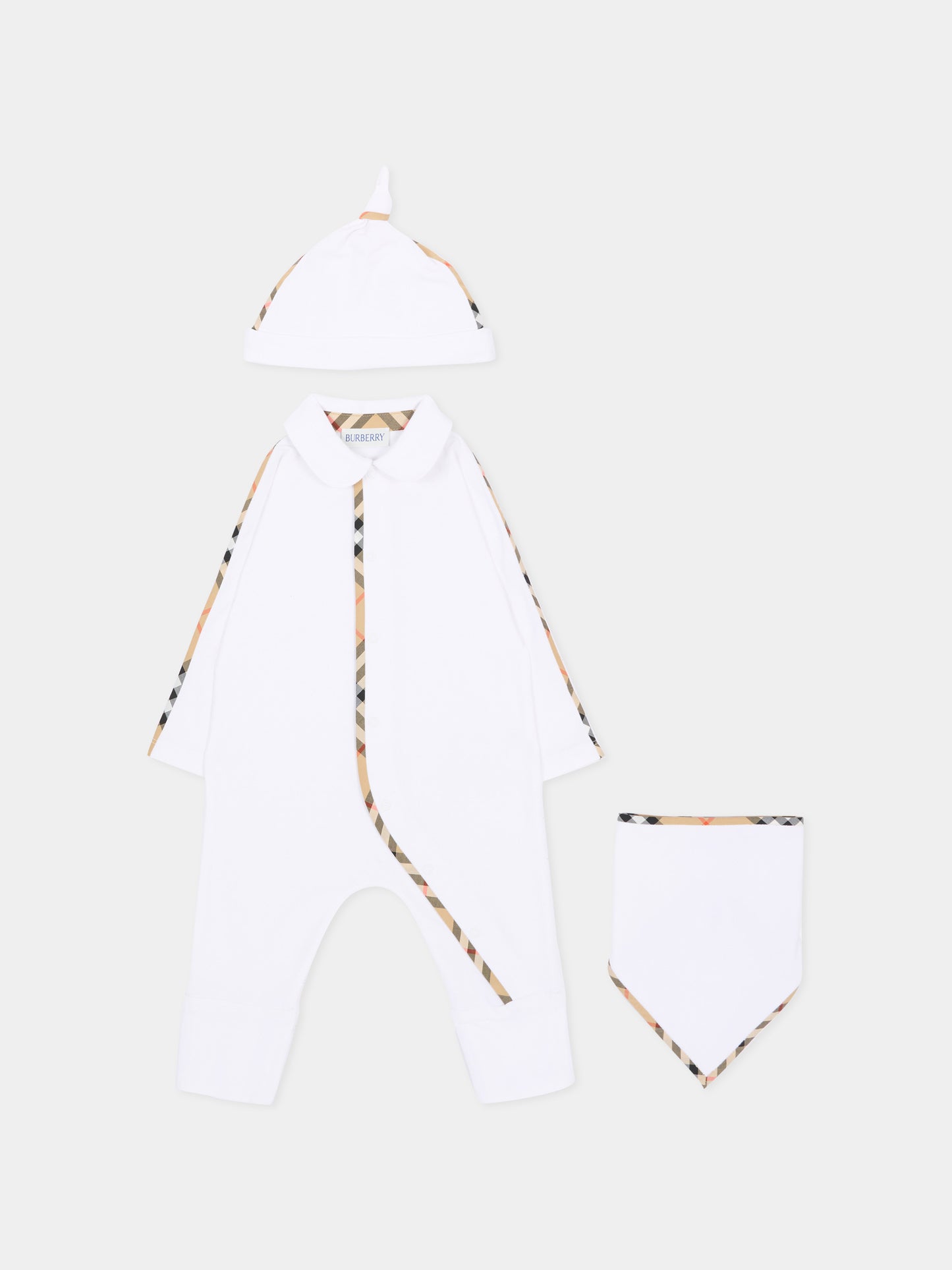 White babygrow set for babykids with vintage check