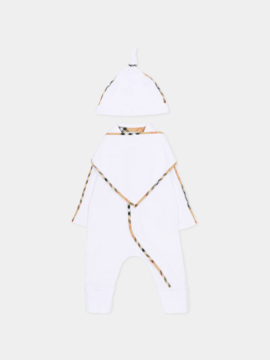 Set tutine bianca per neonati con check vintage,Burberry Kids,8119819 A1464