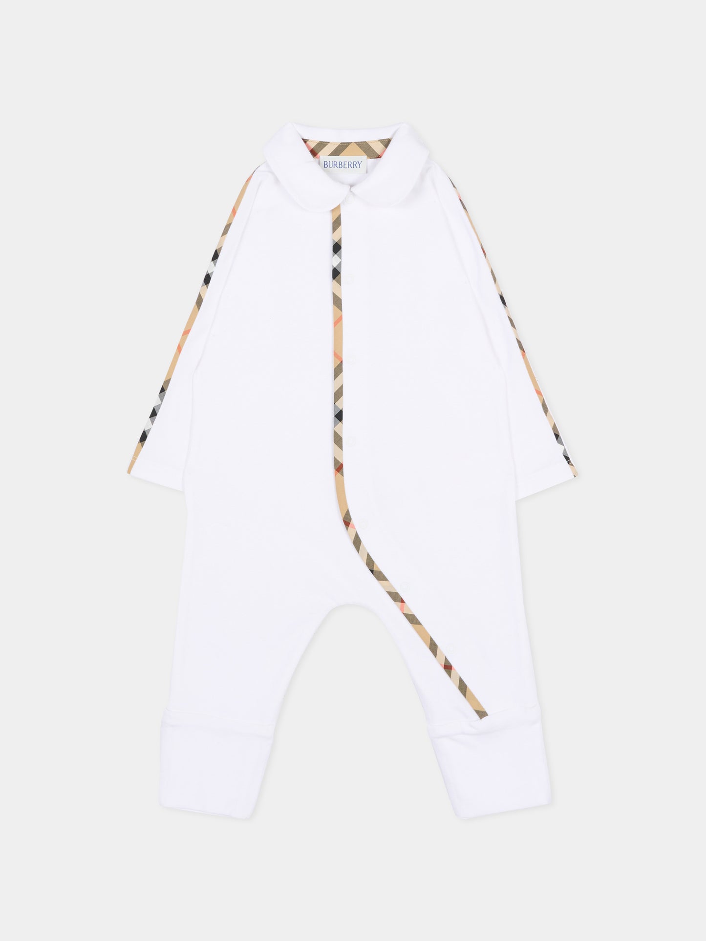 White babygrow set for babykids with vintage check