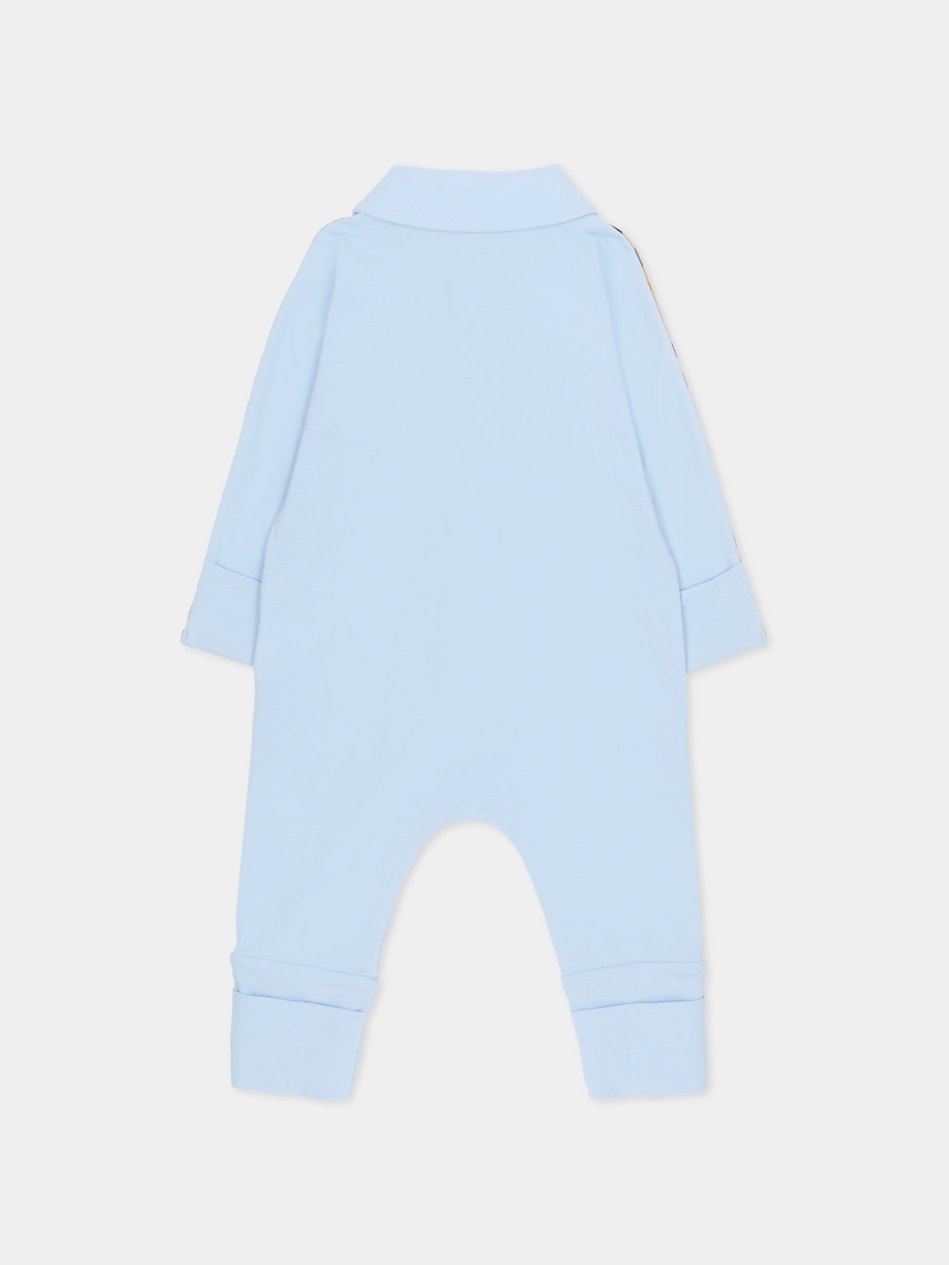 Set tutina celeste per neonato con check vintage,Burberry Kids,8119821 A2165