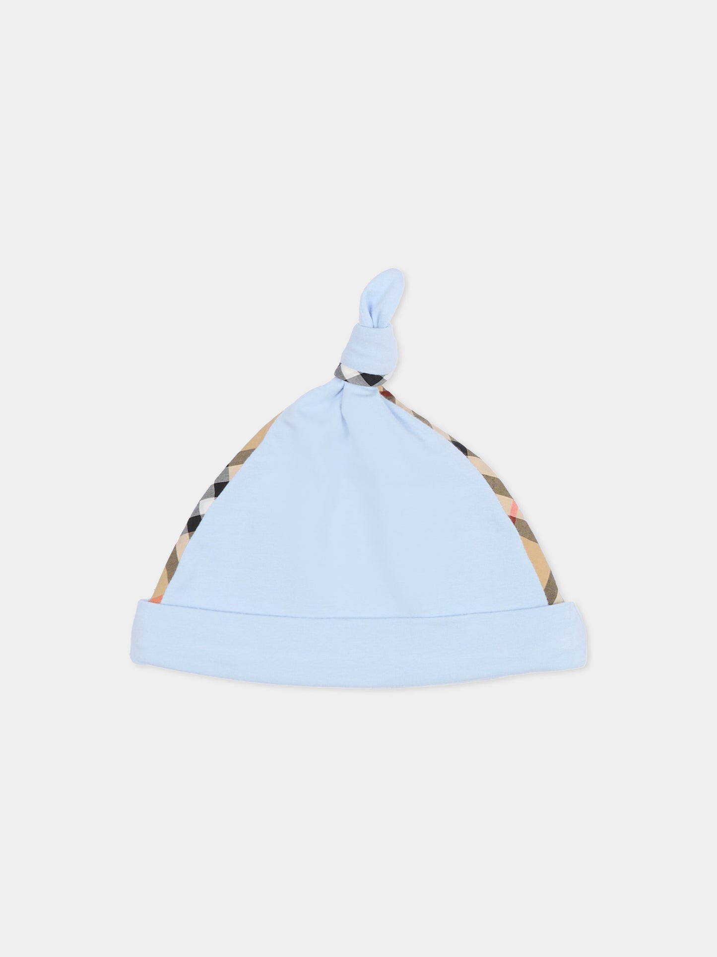 Set tutina celeste per neonato con check vintage,Burberry Kids,8119821 A2165