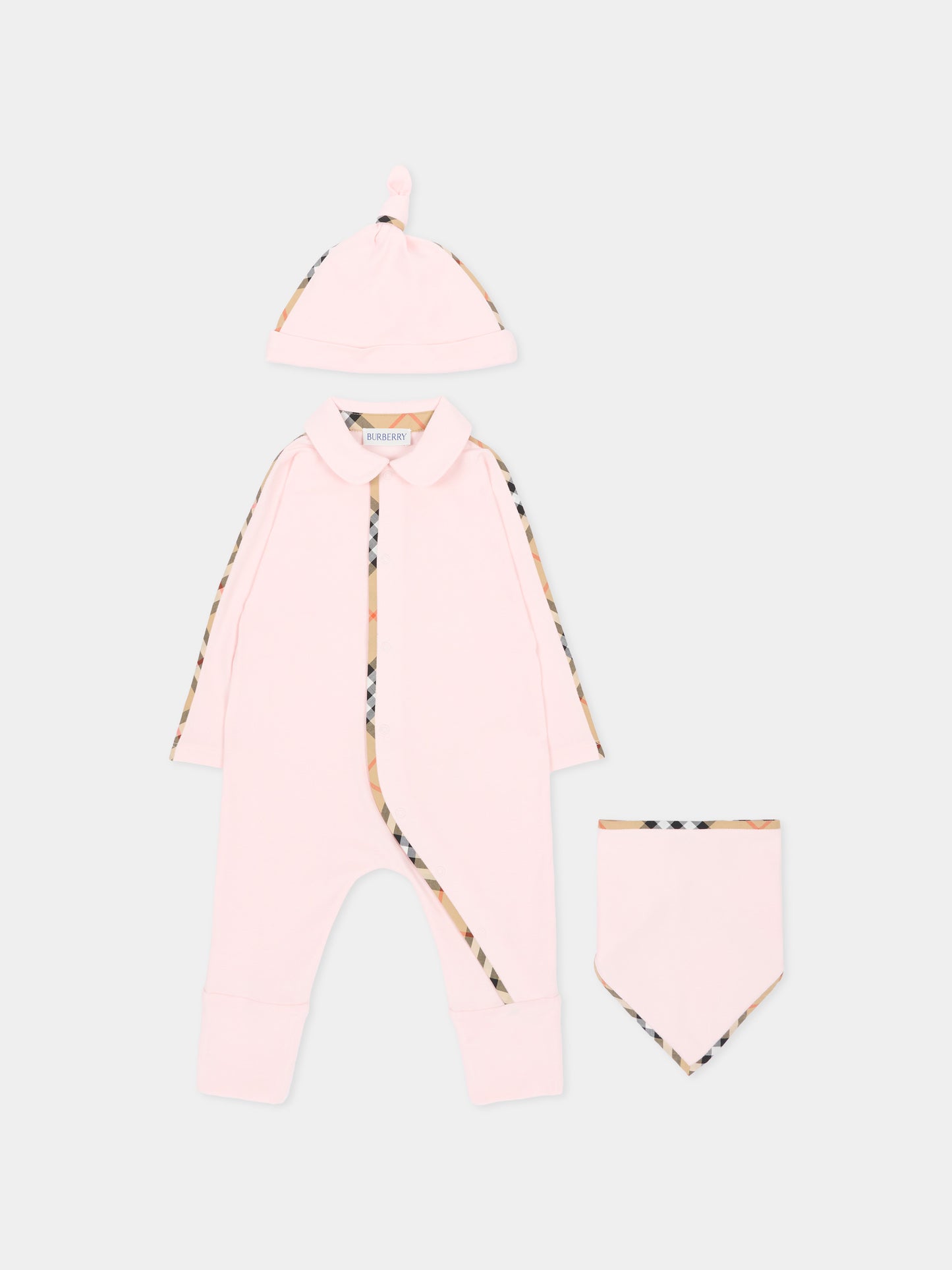 Pink romper set for Baby Girl with vintage check
