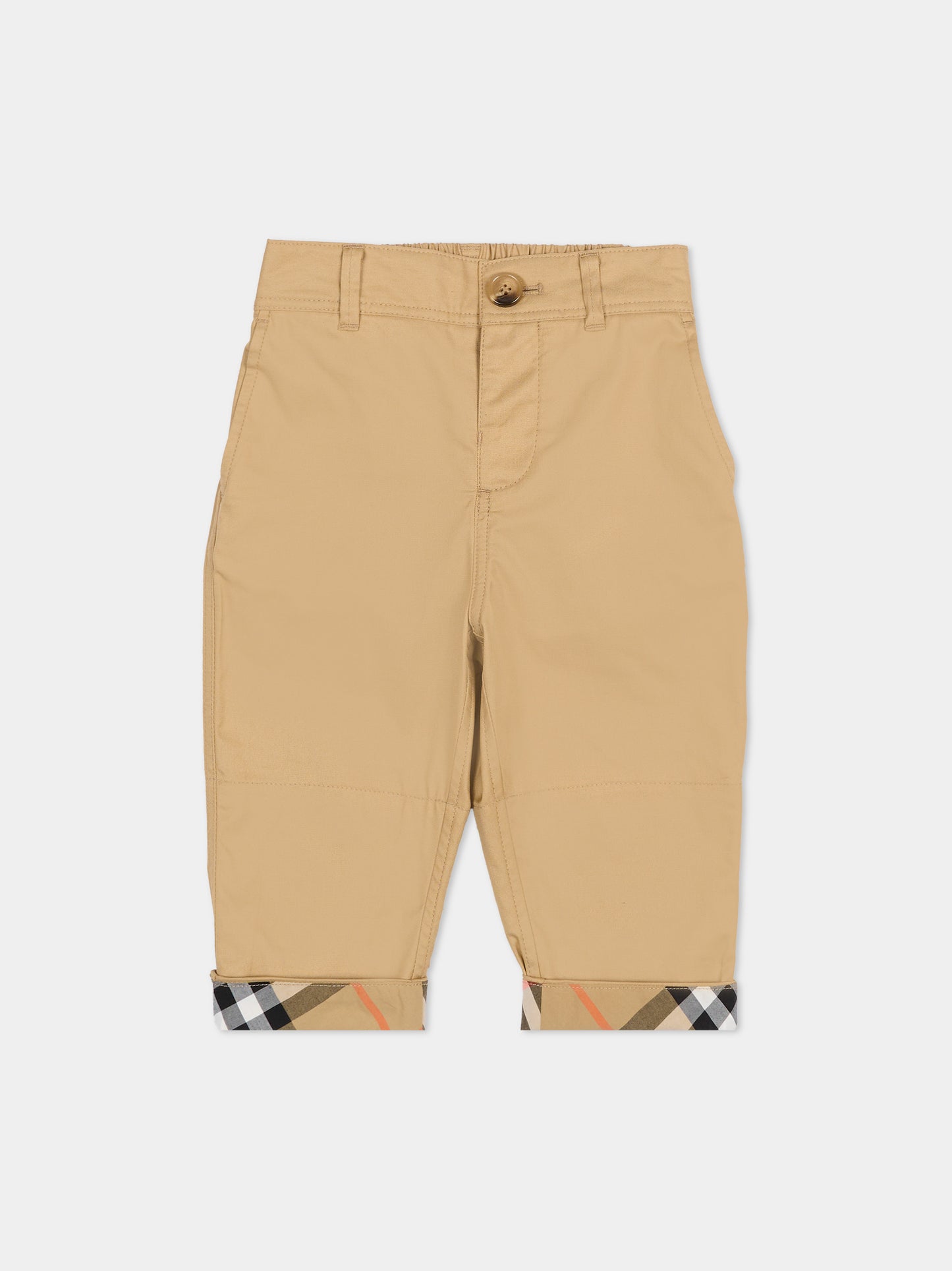 Pantaloni beige per neonati con check vintage,Burberry Kids,8121240 B9719