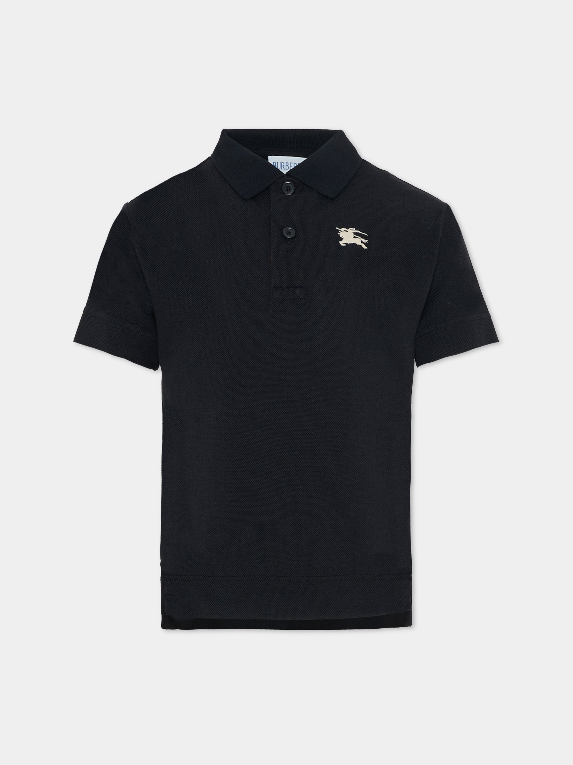 Polo nera per bambini con cavaliere equestre,Burberry Kids,8117373 A1189
