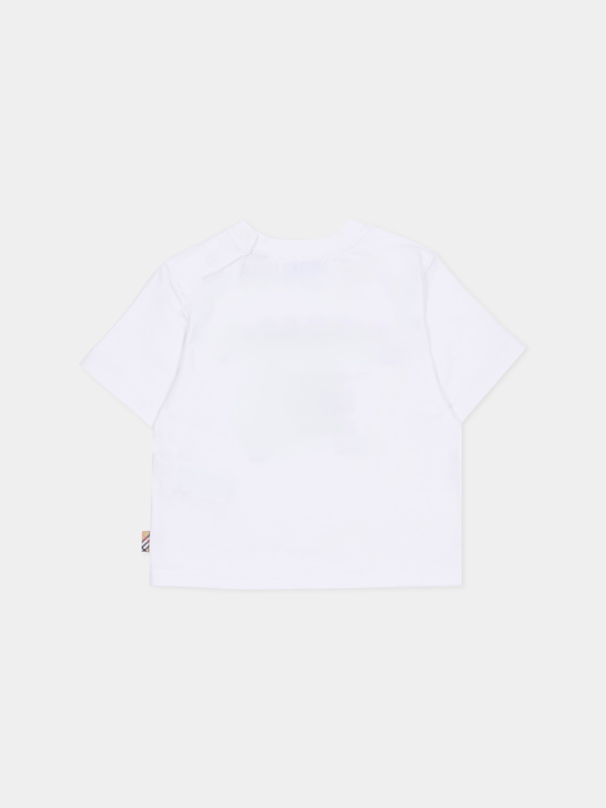 T-shirt bianca per neonati con cavaliere equestre,Burberry Kids,8121209 A1464