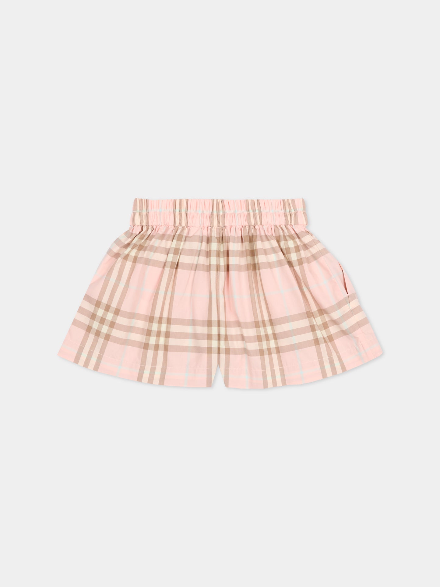Shorts rosa per neonata con check,Burberry Kids,8121226 C4170