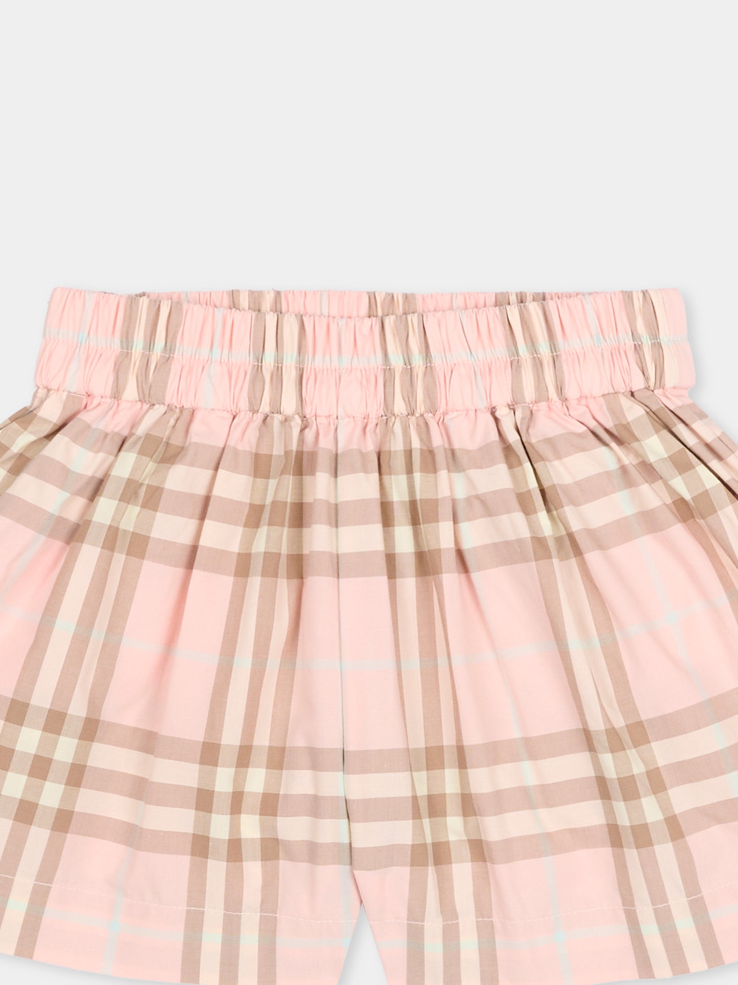 Shorts rosa per neonata con check,Burberry Kids,8121226 C4170