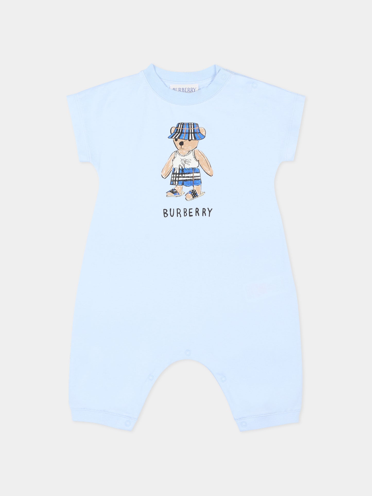 Pagliaccetto celeste per neonato con orsetto Thomas,Burberry Kids,8119305 A2165