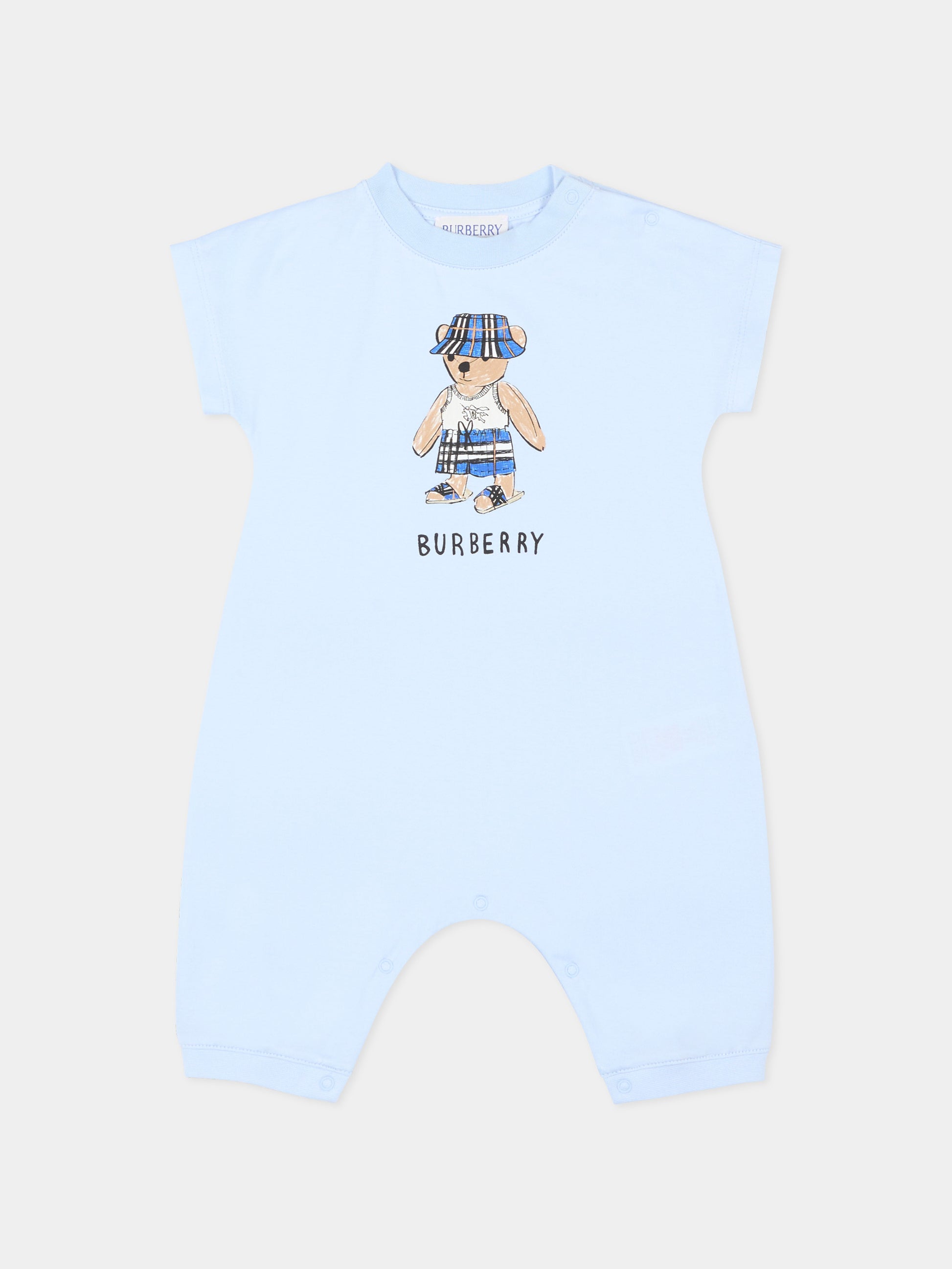 Pagliaccetto celeste per neonato con orsetto Thomas,Burberry Kids,8119305 A2165