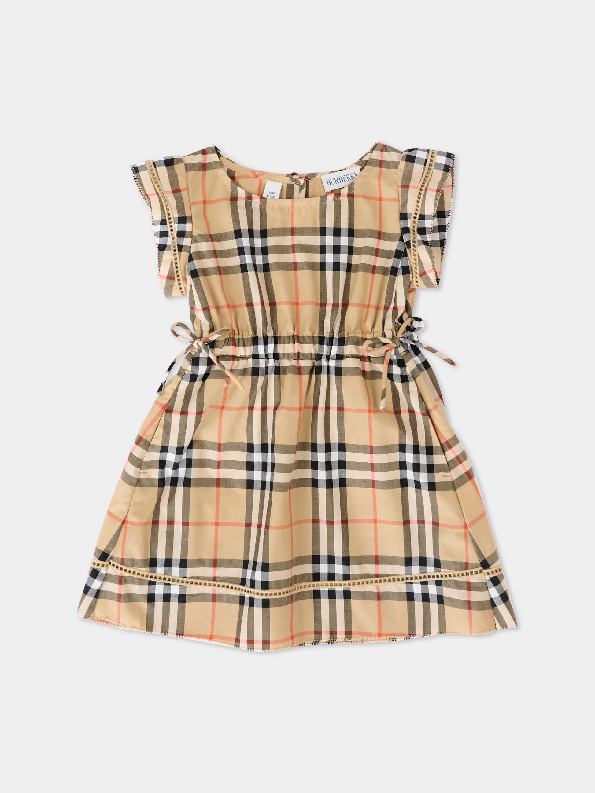 Vestito beige per neonata con Vintage Check,Burberry Kids,8121301 B9368