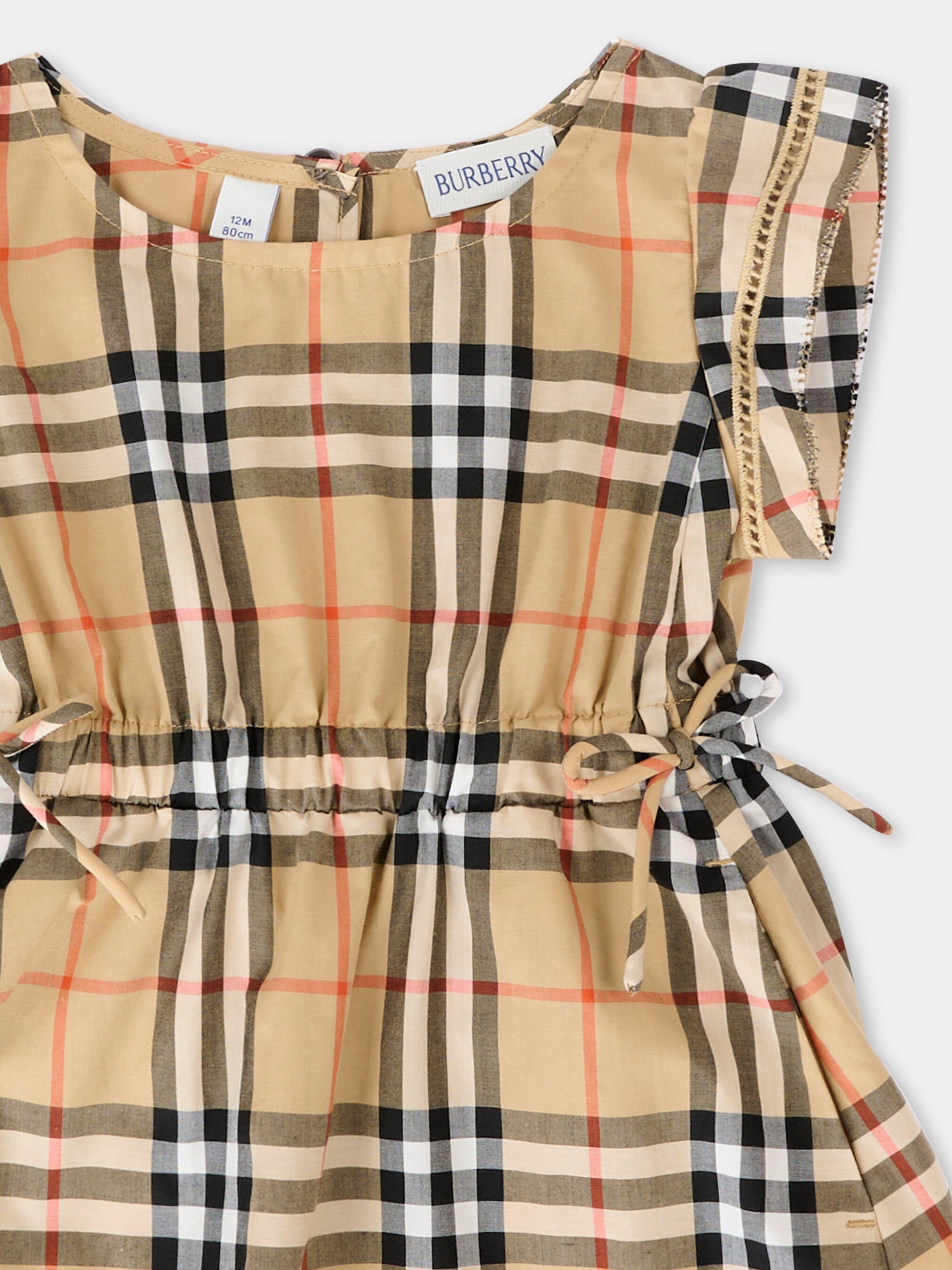 Vestito beige per neonata con Vintage Check,Burberry Kids,8121301 B9368