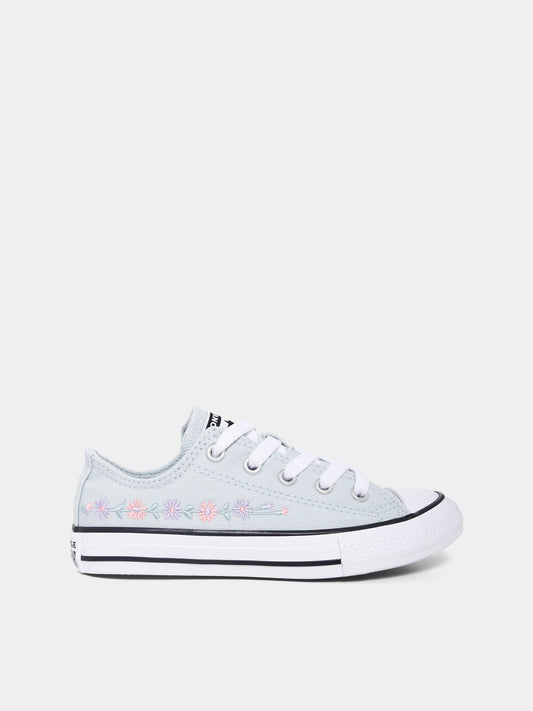 Sneakers Chuck Taylor All Star verdi per bambina con fiori ricamati,Converse,A11776C