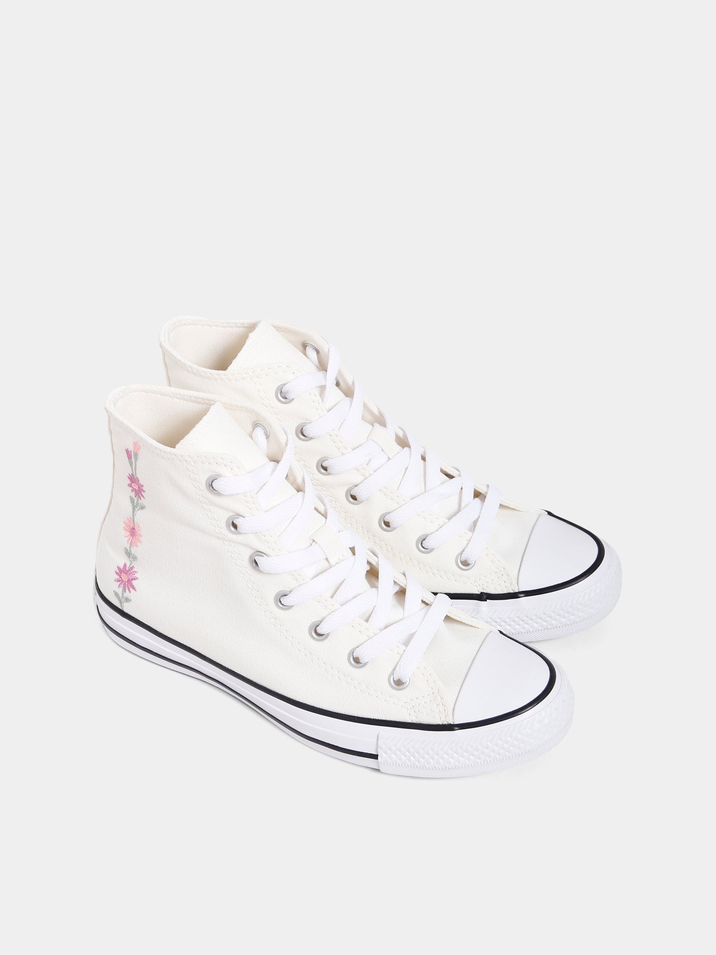 Sneakers Chuck Taylor All Star avorio per bambina con fiori ricamati,Converse,A11774C