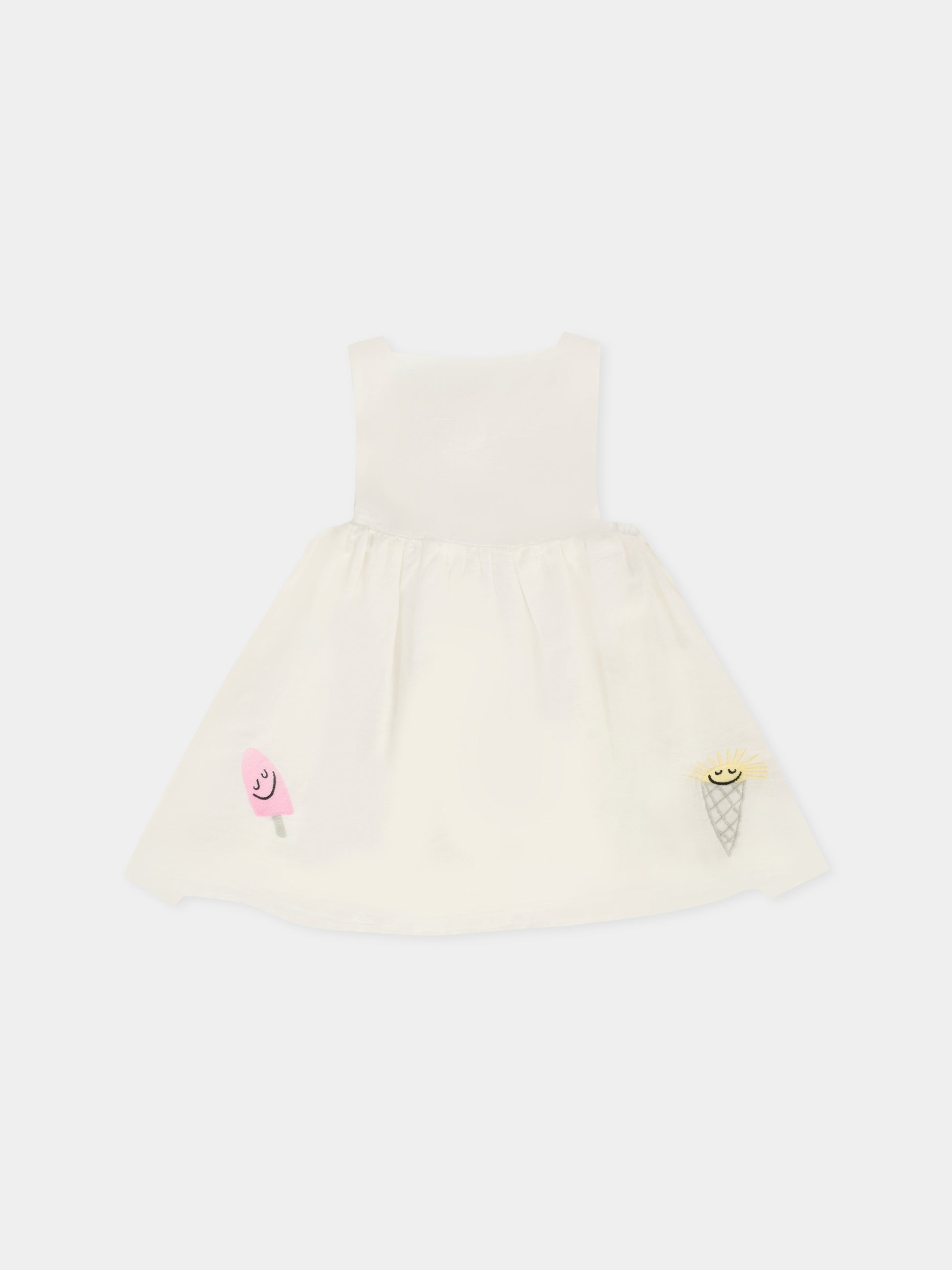 Vestito bianco per neonata con gelati ricamati,Stella Mccartney Kids,TW1182 Z0138 101