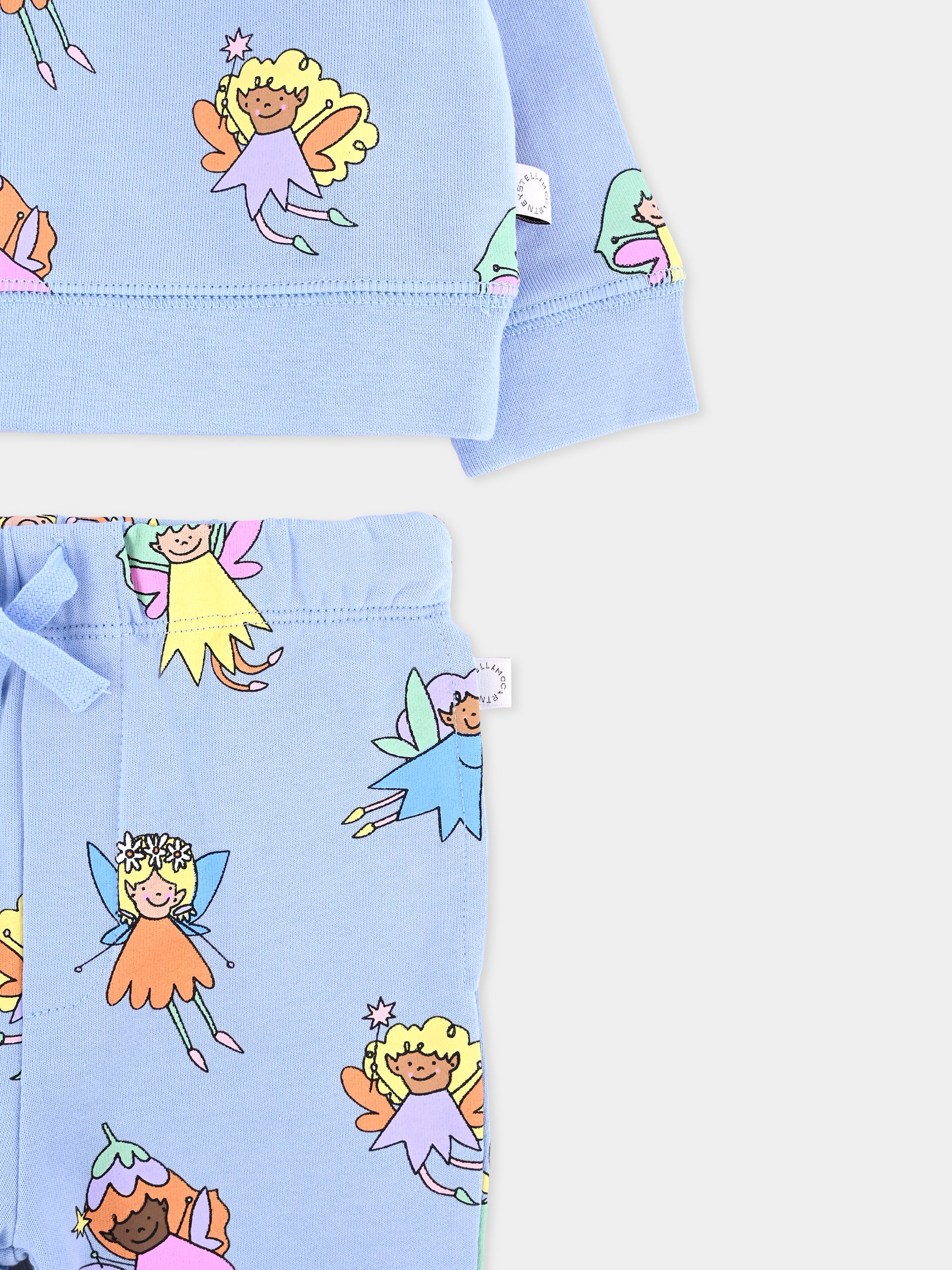 Completo celeste per neonata con fate all over,Stella Mccartney Kids,TW3000 Z2724 652MC