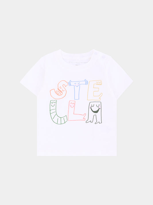 T-shirt avorio per neonati con logo,Stella Mccartney Kids,TW8591 Z0434 101