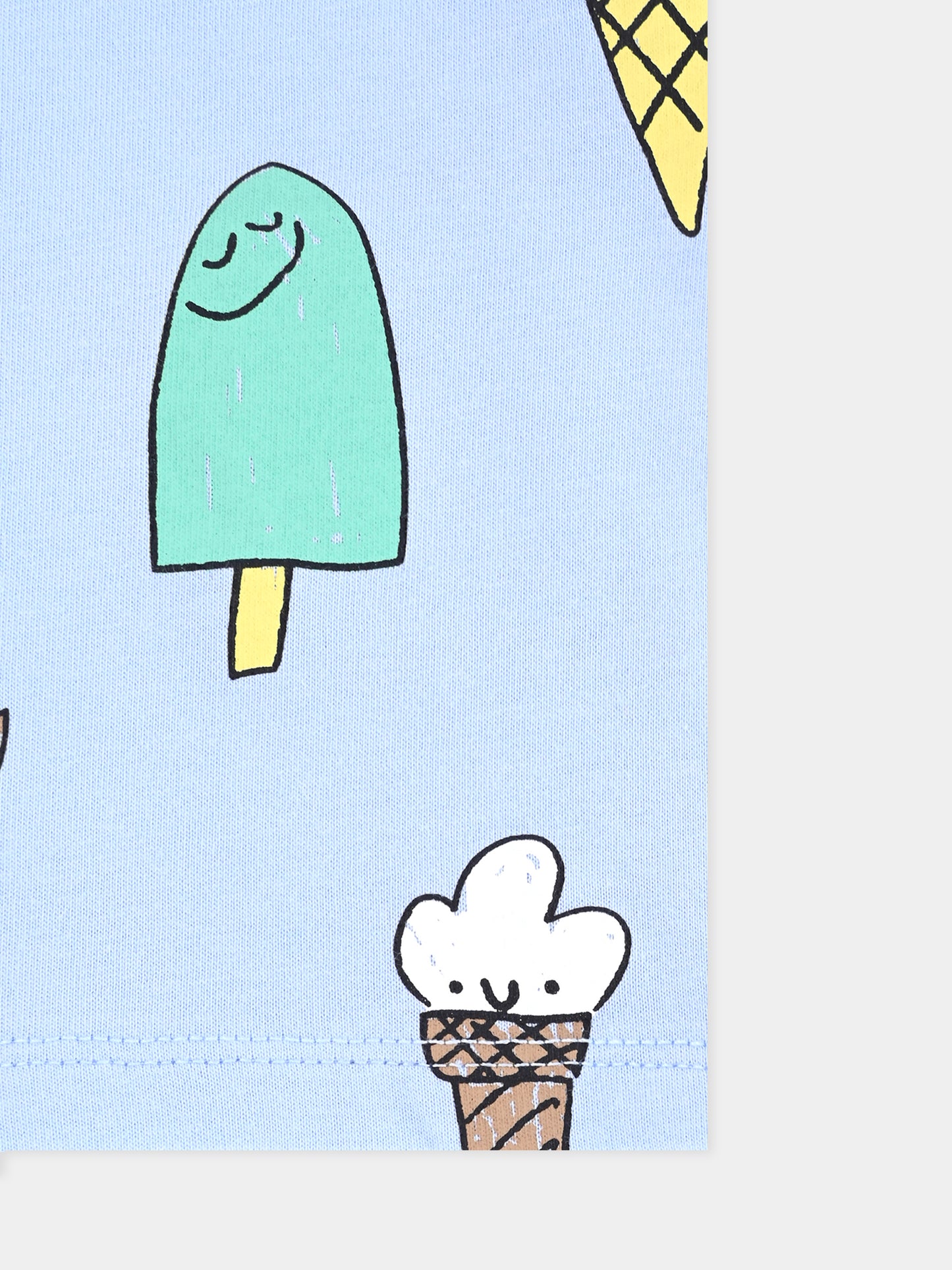 T-shirt celeste per neonato con gelato all over,Stella Mccartney Kids,TW8611 Z2741 652MC