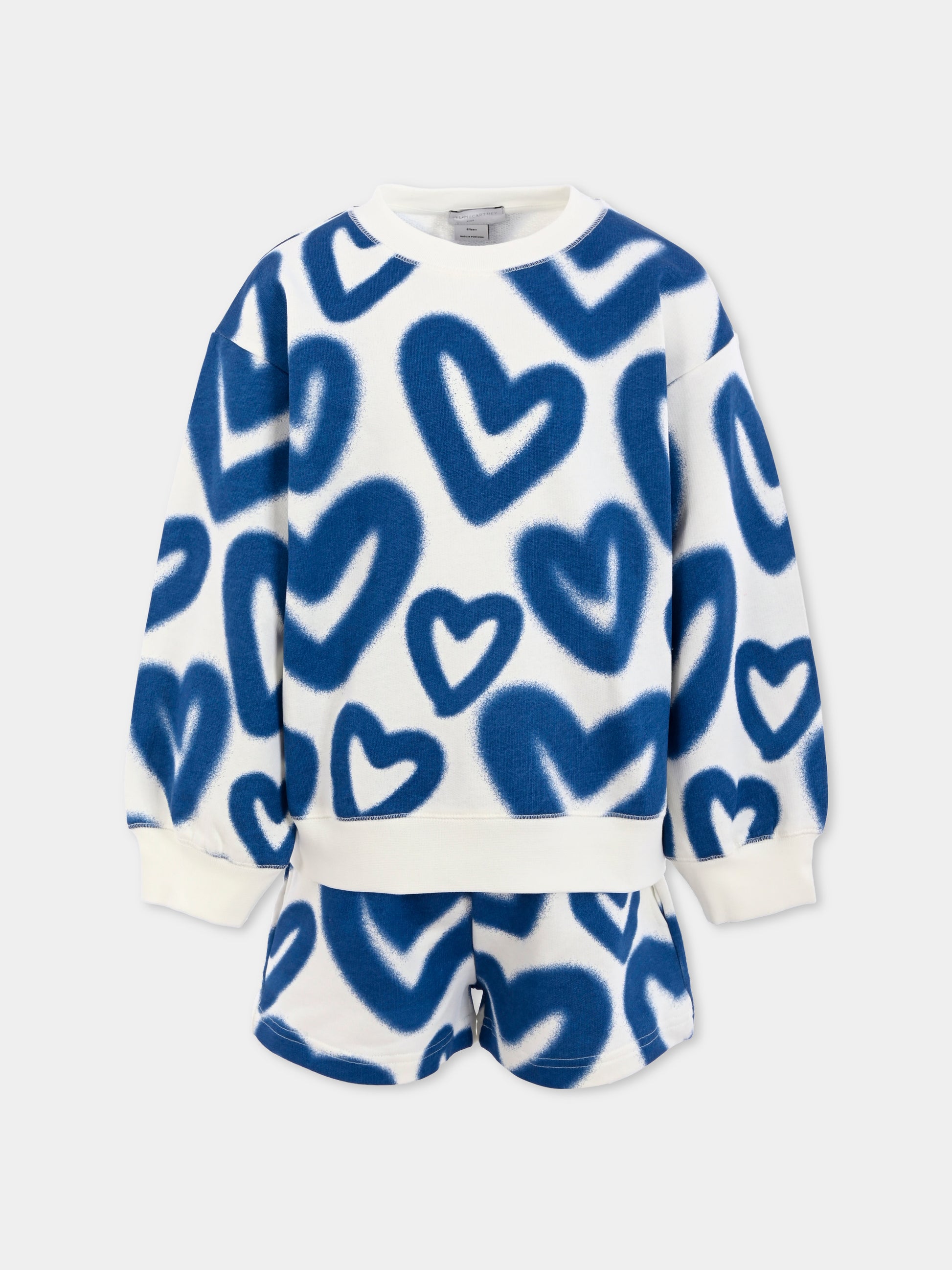 Completo bianco per bambina con cuore all over,Stella Mccartney Kids,TW3B00 Z2528 101BL
