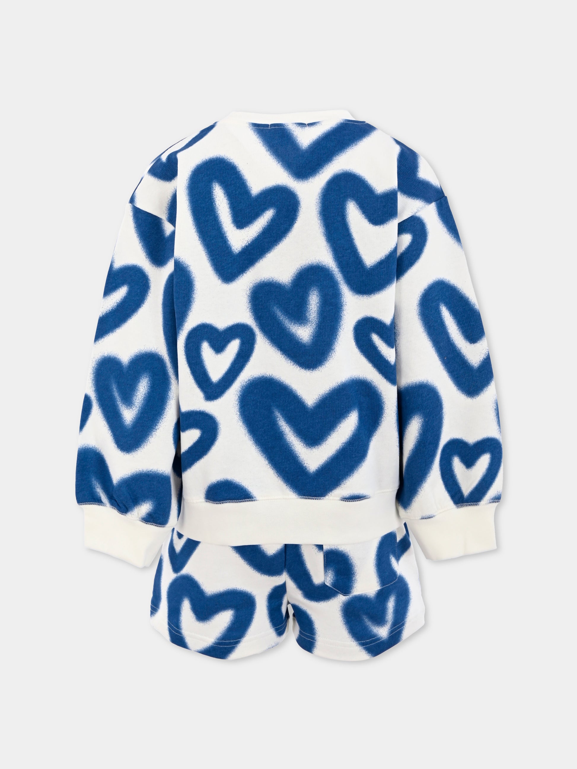 Completo bianco per bambina con cuore all over,Stella Mccartney Kids,TW3B00 Z2528 101BL