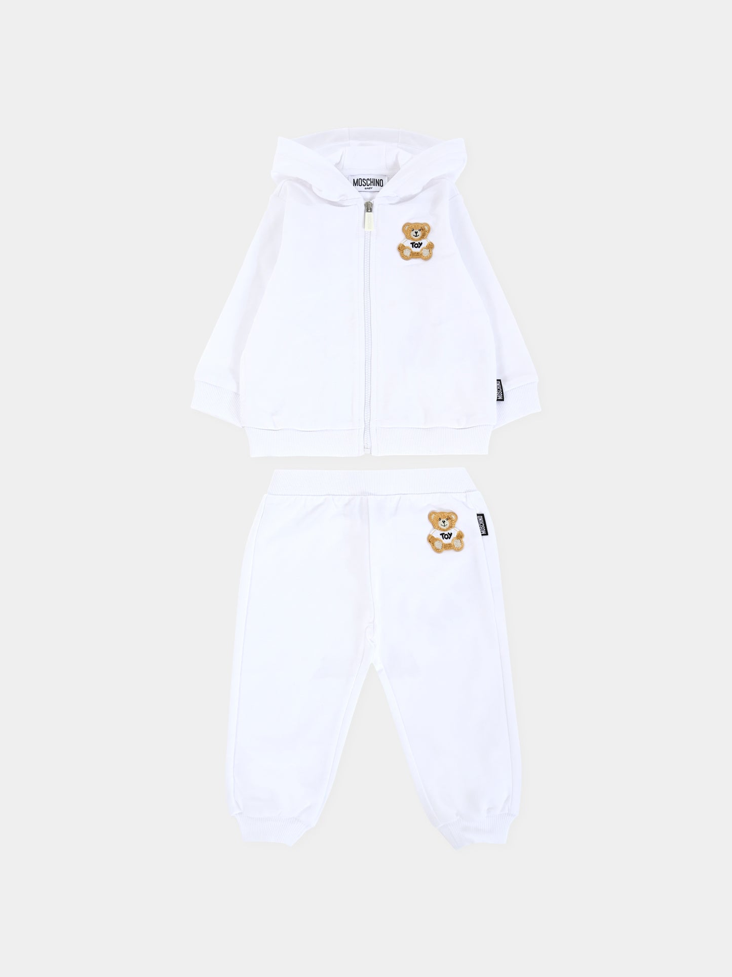 Completo bianco per neonati con Teddy Bear,Moschino Kids,MNK04P LCA19 10101