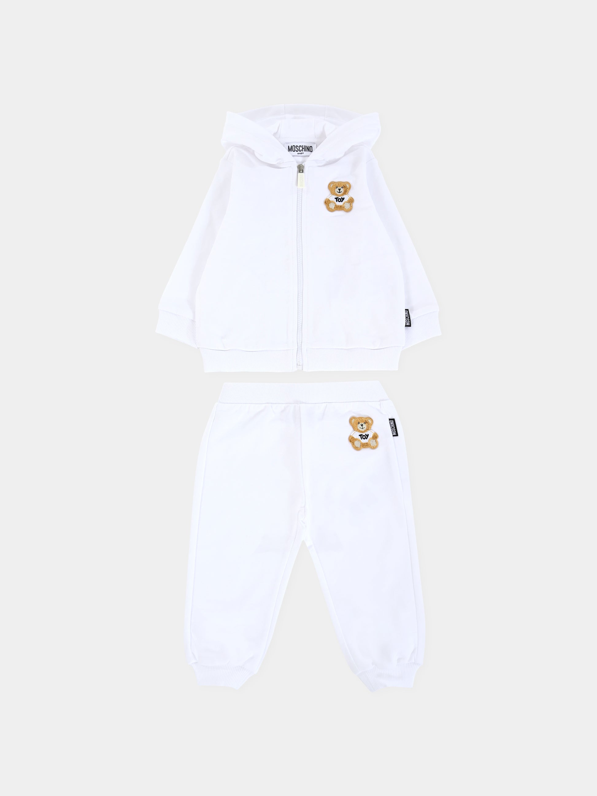 Completo bianco per neonati con Teddy Bear,Moschino Kids,MNK04P LCA19 10101