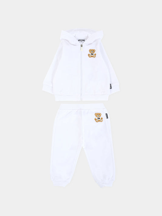 Completo bianco per neonati con Teddy Bear,Moschino Kids,MNK04P LCA19 10101