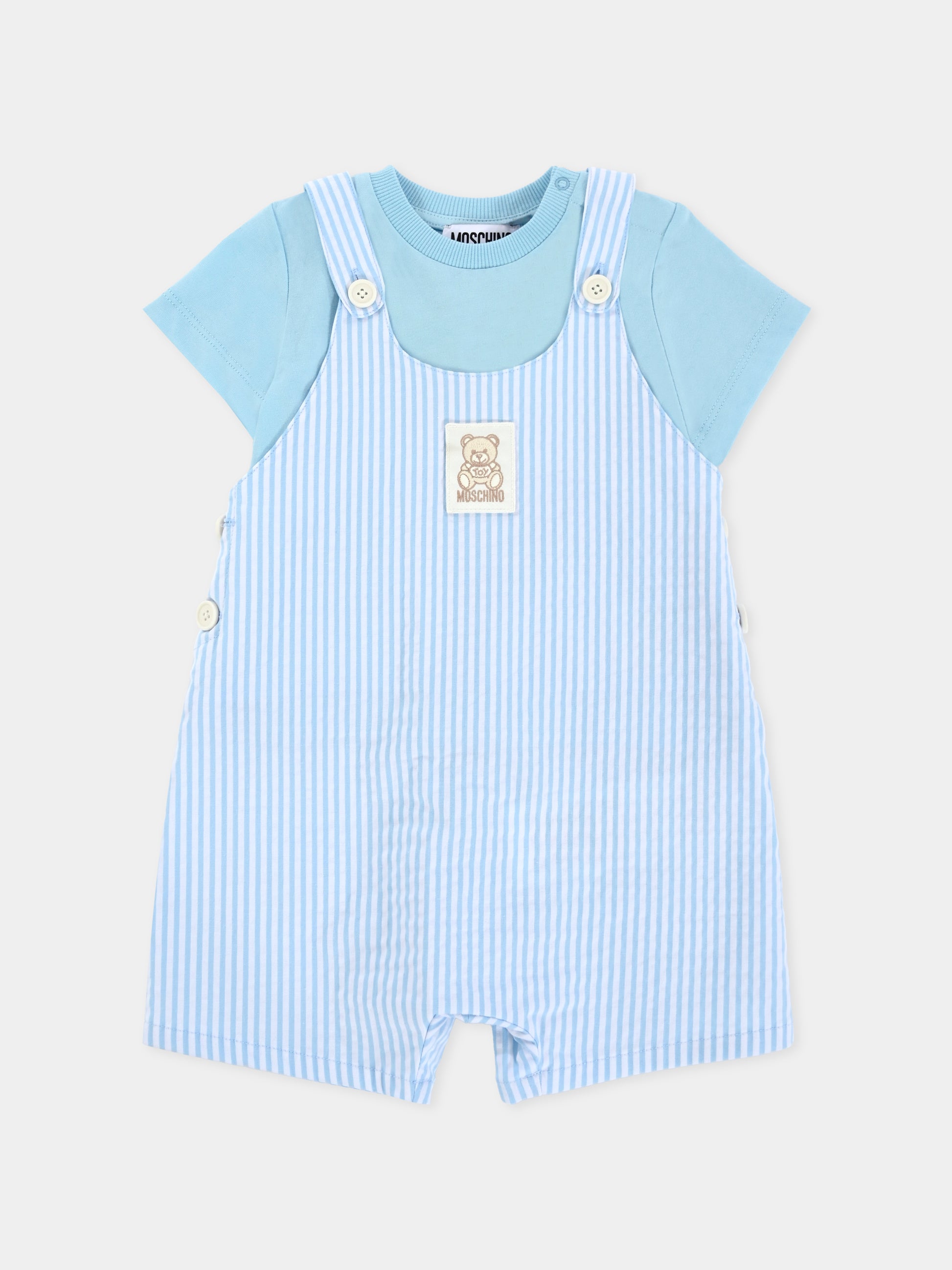 Salopette celeste per neonato con Teddy Bear,Moschino Kids,MUG01I LYE01 84325
