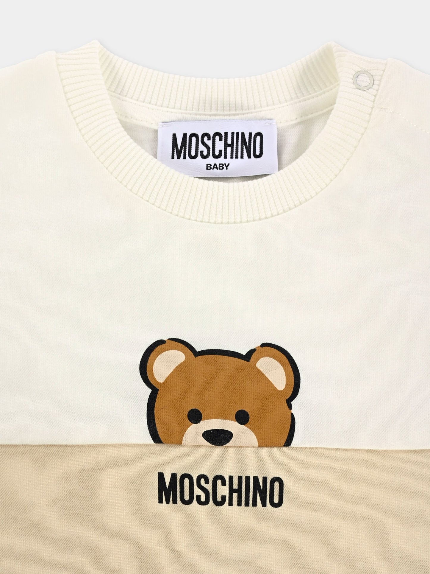 T-shirt beige per neonati con Teddy Bear,Moschino Kids,MUY082 LAA27 20404