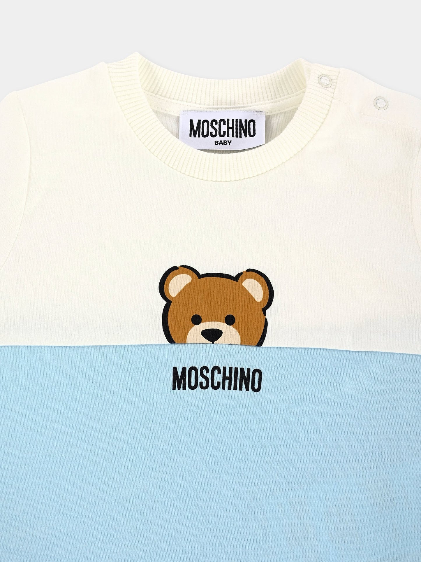 T-shirt celeste per neonato con Teddy Bear,Moschino Kids,MUY082 LAA27 40304