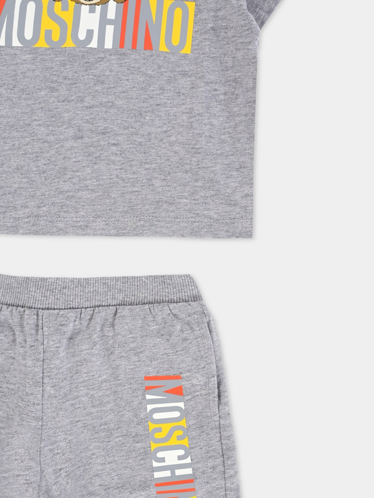 Completo grigio per neonati con Teddy Bear,Moschino Kids,MVG00M LAA02 60926